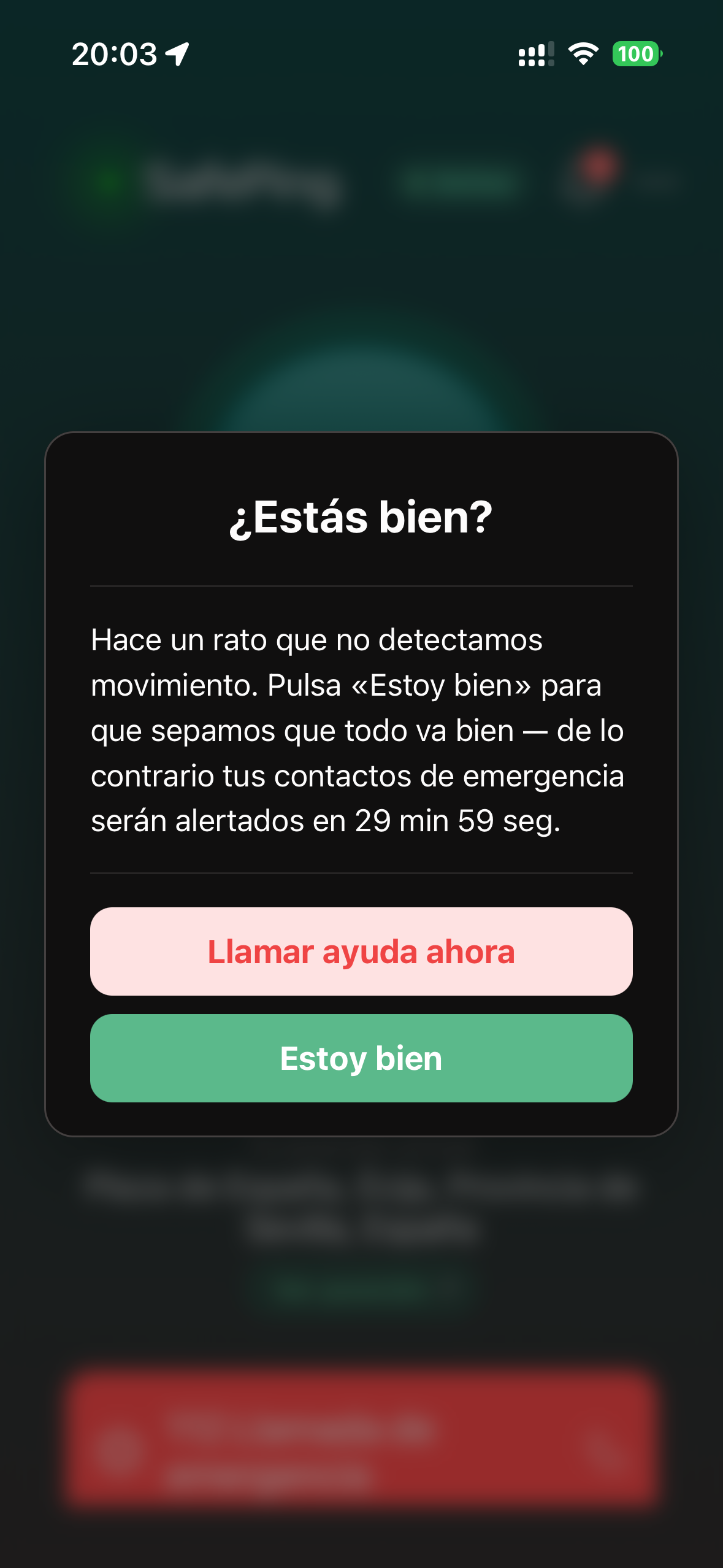 SafePing — Pre-Alarma