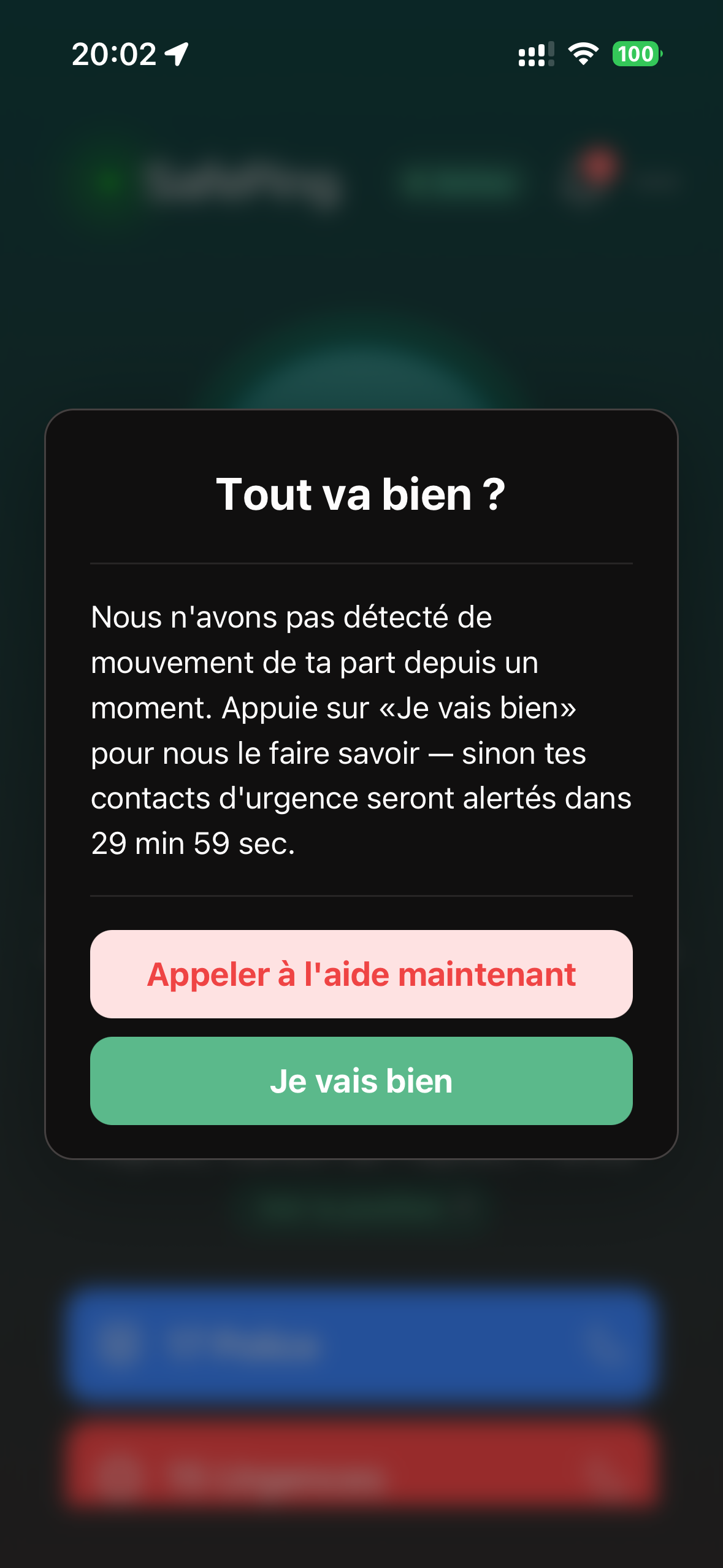 SafePing — Pré-Alarme