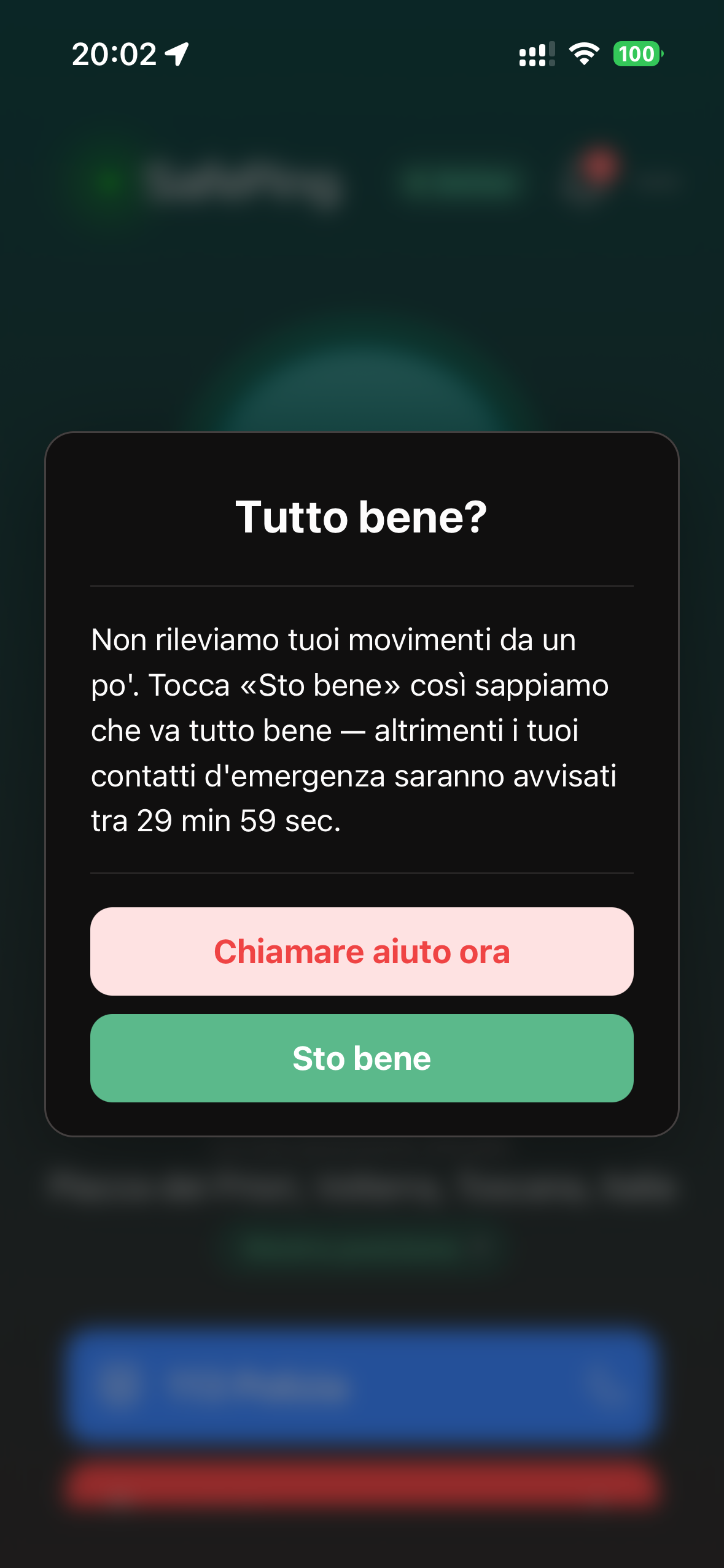 SafePing — Pre-Allarme