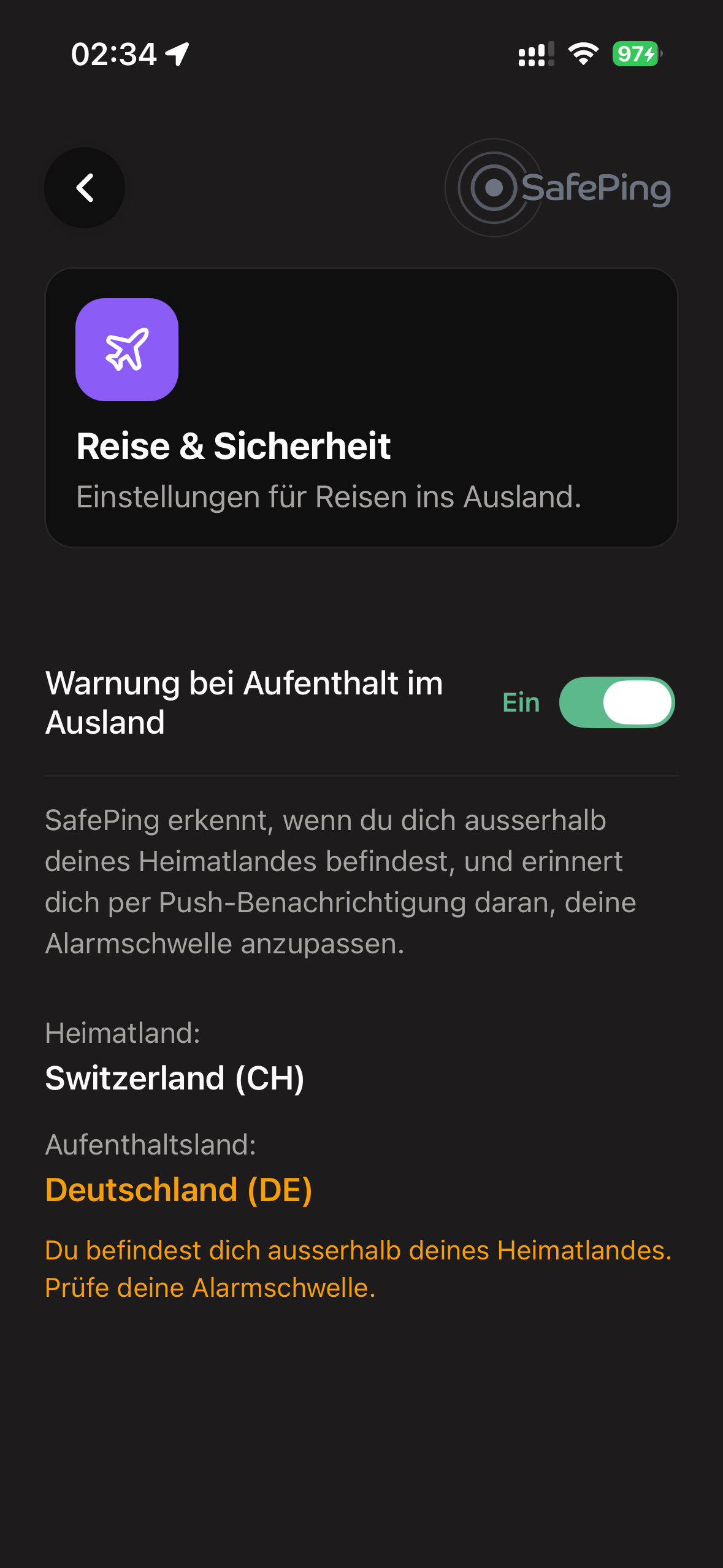 SafePing — Privatsphäre-Einstellungen